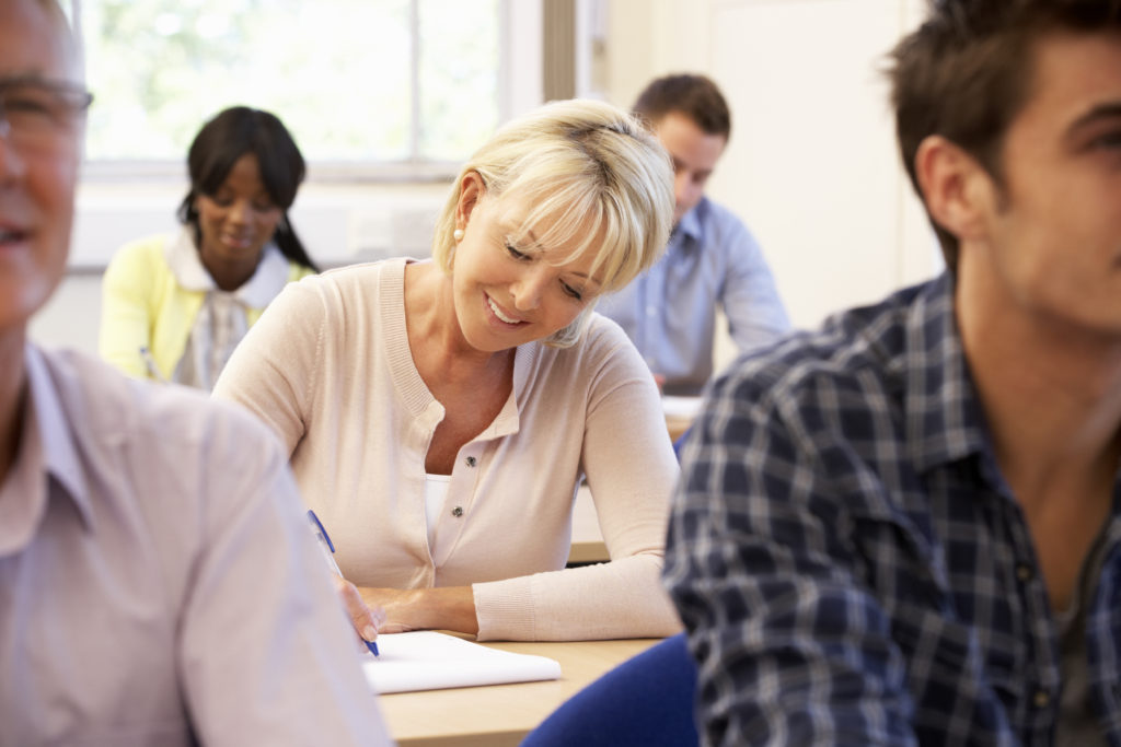 Senior student in class